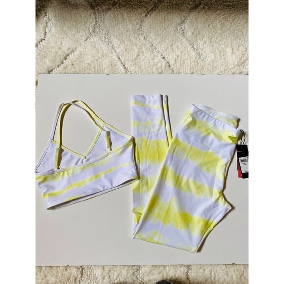 Guess Matching Workout Set Windbreaker Leggings Sports Bra Citrus yellow sz M/L - Picture 6 of 10